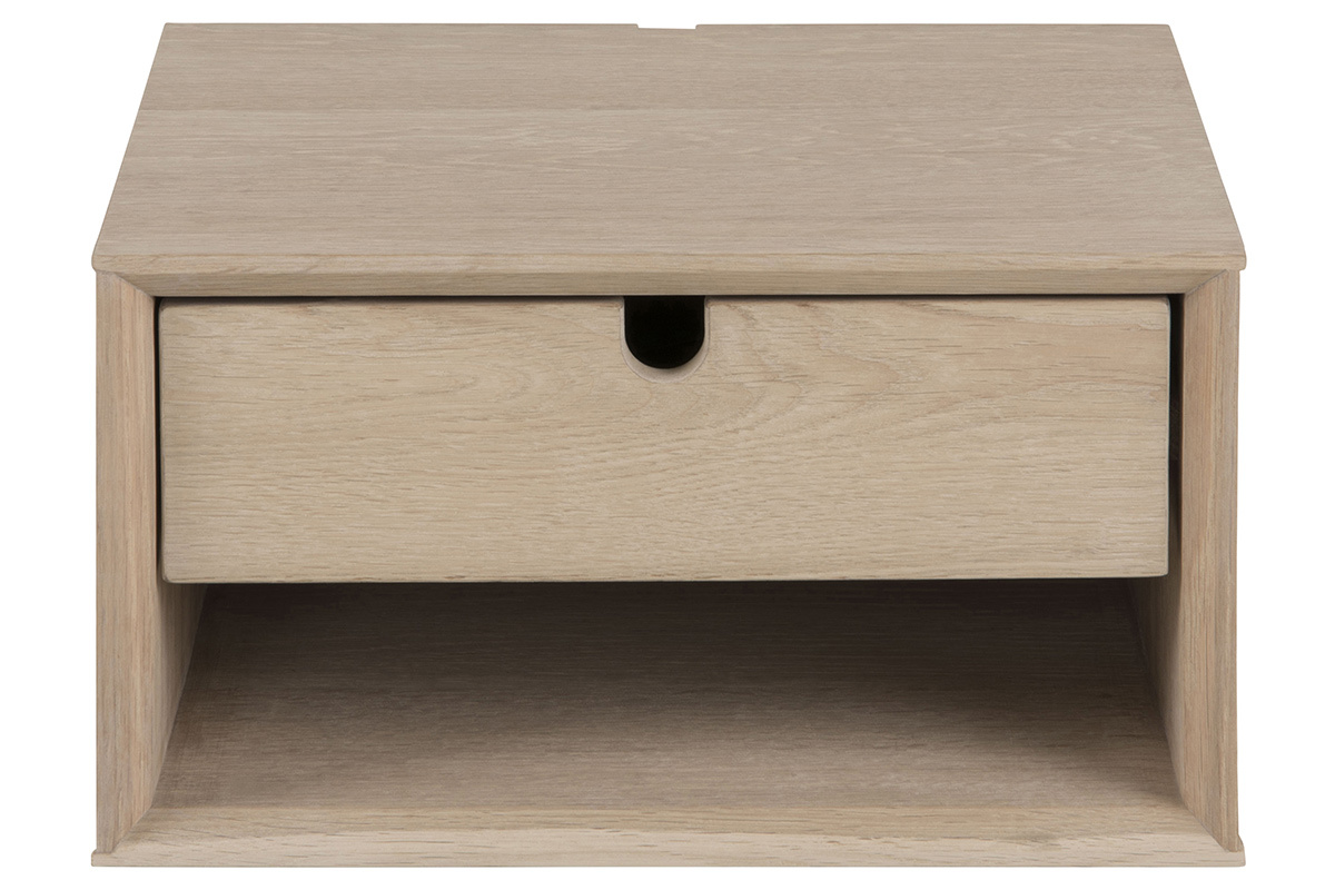 Mesita de noche de pared con almacenaje acabado roble DAWN