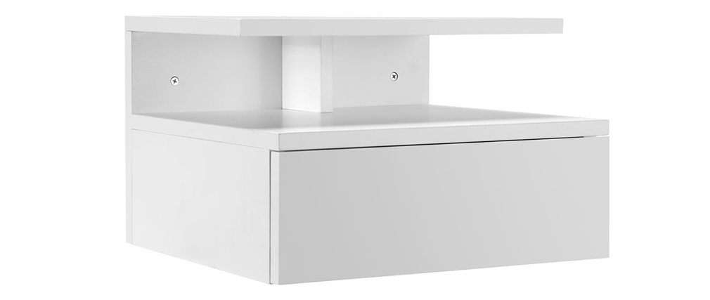 Mesita de noche de pared lacada blanca MITSY