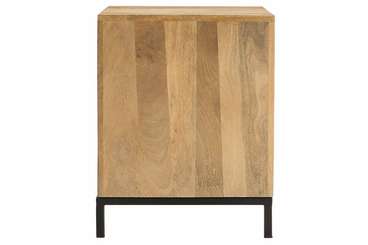 Mesita de noche en madera de mango y metal perforado RACK