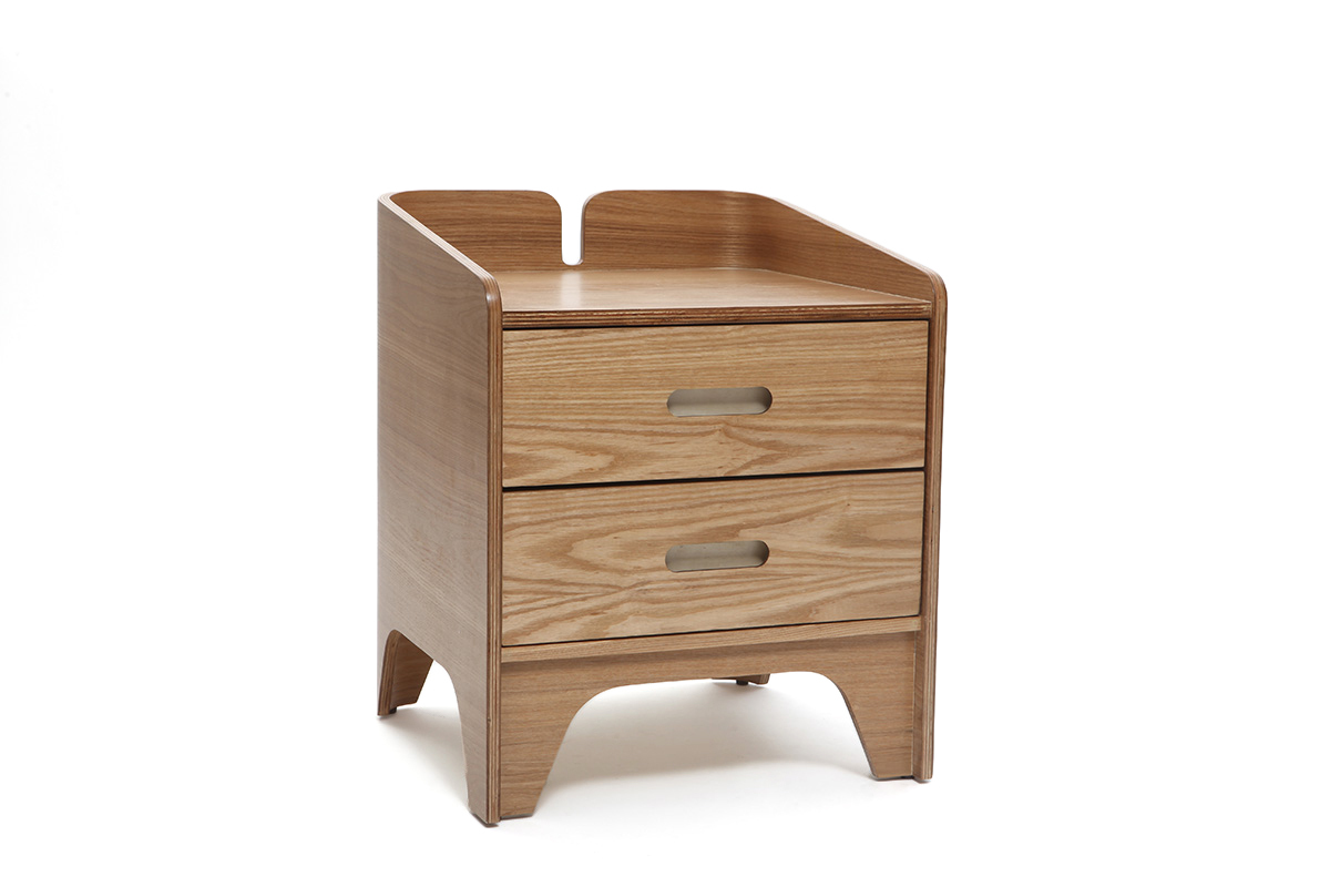 Mesita de noche estilo n�rdico fresno NEVIL