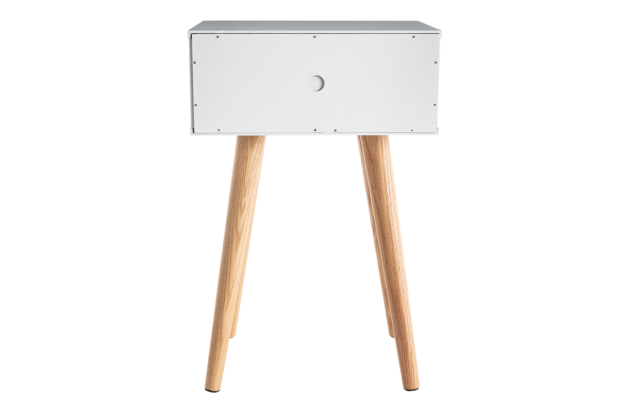 Mesita de noche nrdica madera y blanco SNOOP