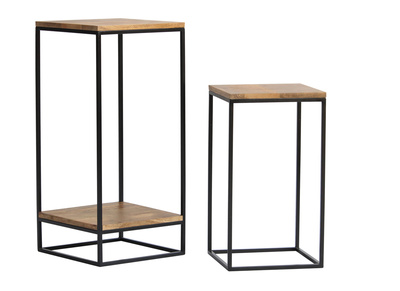 Mesitas auxiliares nido en acacia y metal negro (lote de 2)  IGGY