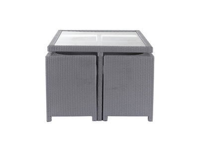 Mobiliario de jard&iacute;n resina trenzada mesa y sillas gris GRECQUES