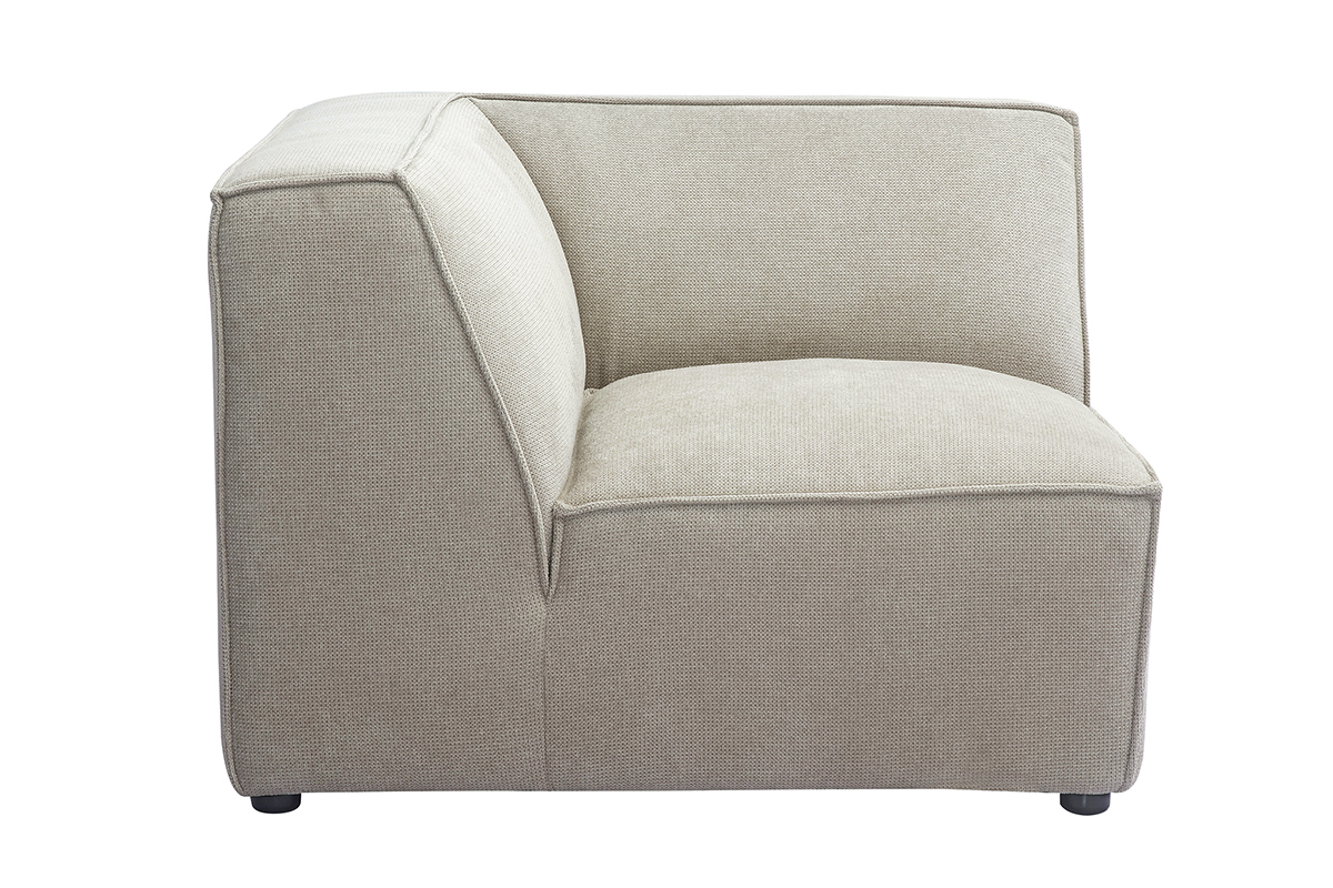 M�dulo central de esquina para sof� en tejido chenilla beige SPLIT