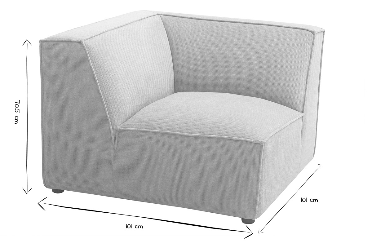 Mdulo central de esquina para sof en tela efecto terciopelo texturizado beige SPLIT