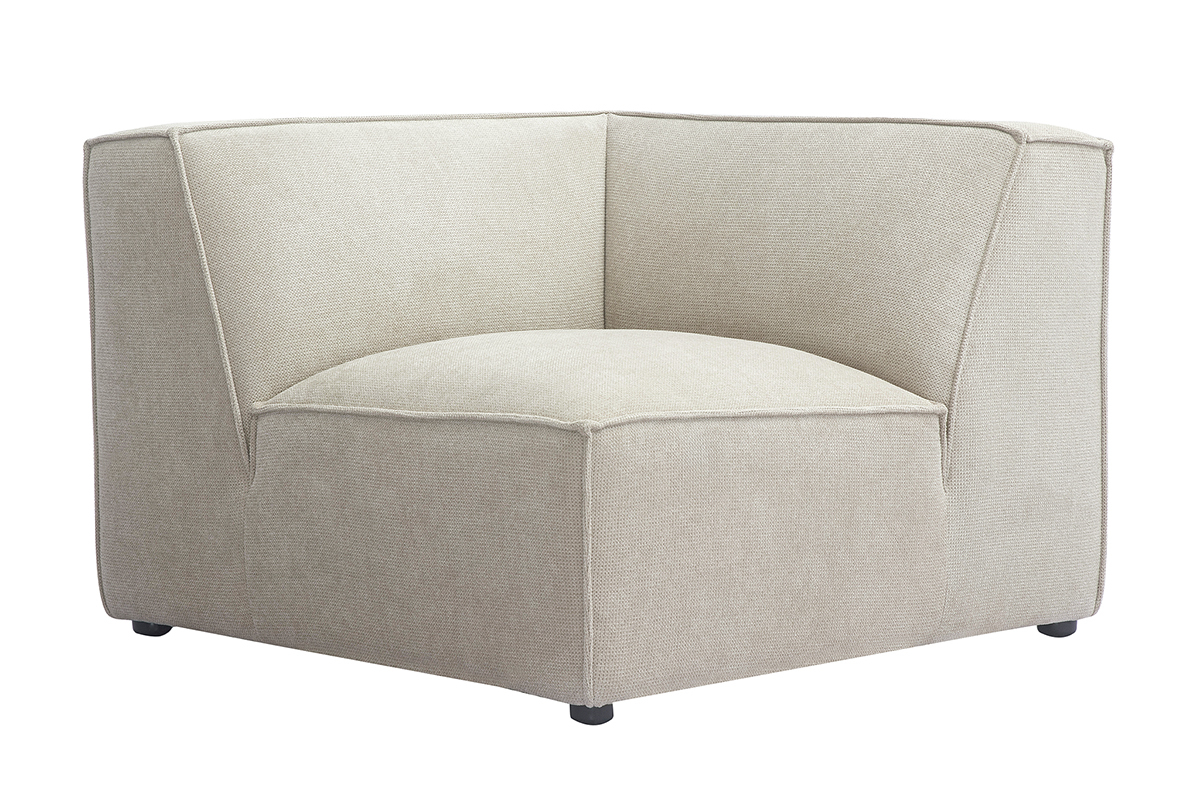 Mdulo central de esquina para sof en tela efecto terciopelo texturizado beige SPLIT