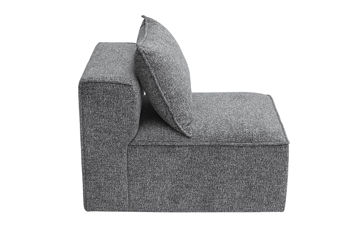 M�dulo central para sof� de tela gris oscuro jaspeado KERRY