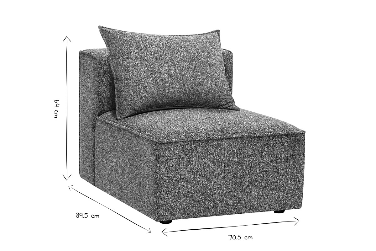 M�dulo central para sof� de tela gris oscuro jaspeado KERRY