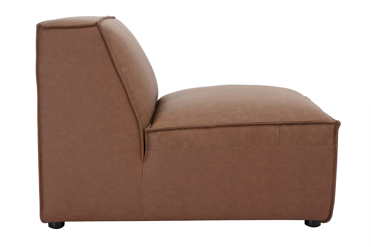 M�dulo central para sof� en cuero marr�n SPLIT