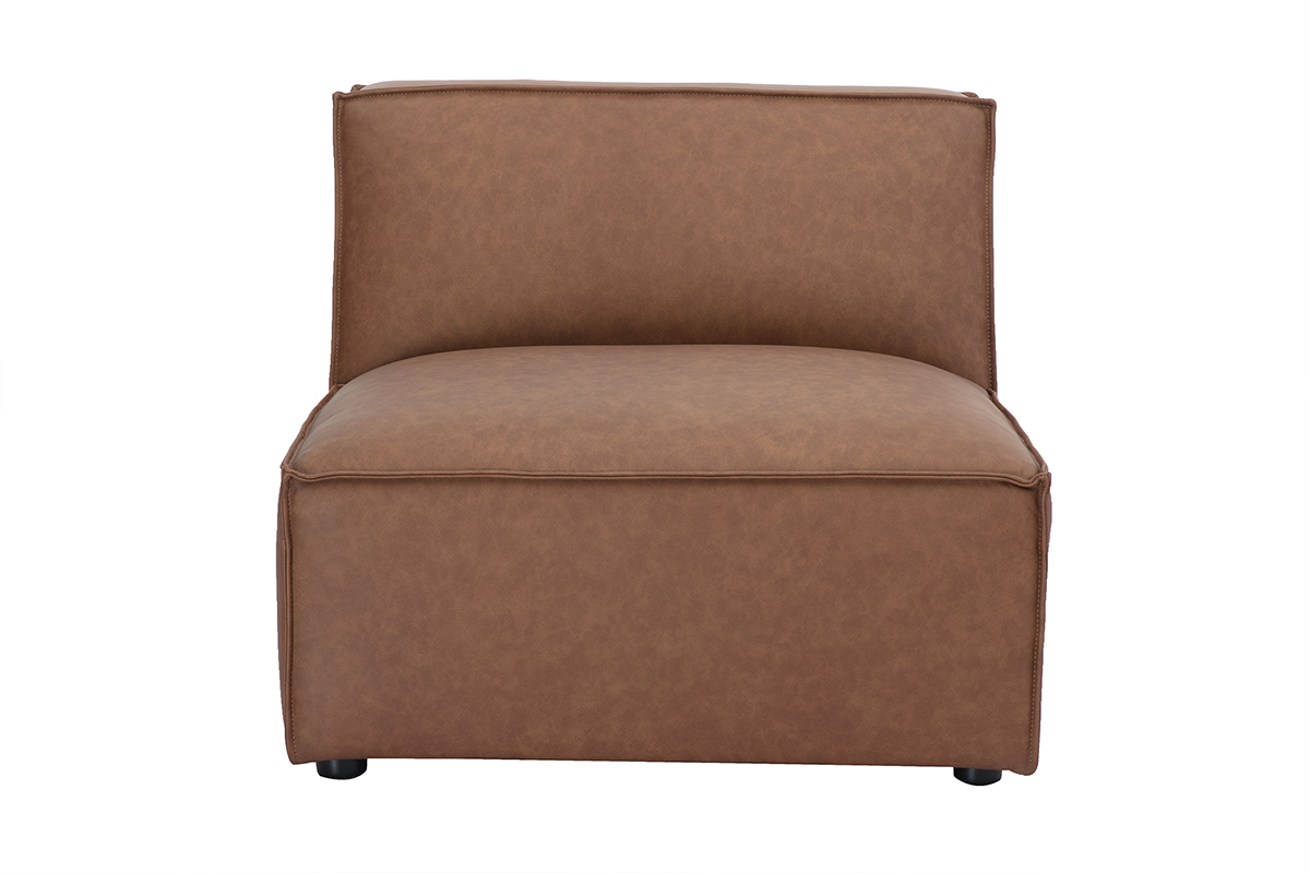 M�dulo central para sof� en cuero marr�n SPLIT