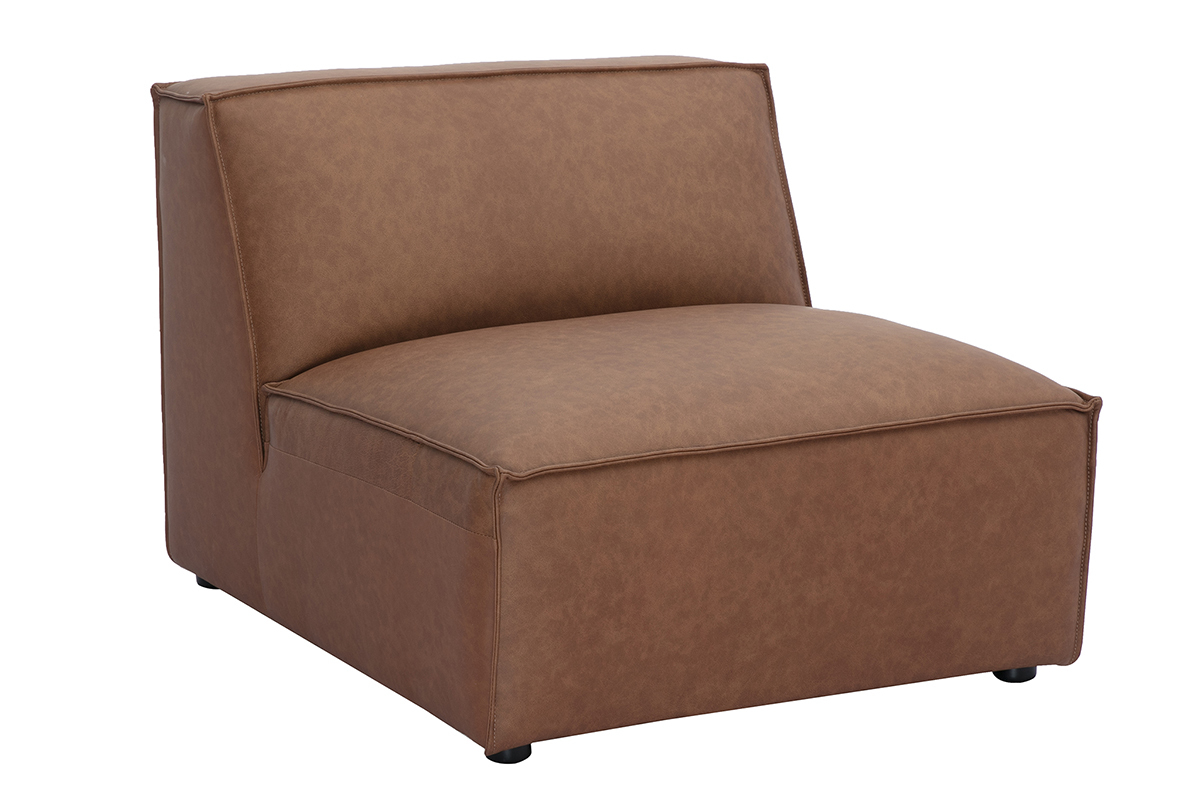 M�dulo central para sof� en cuero marr�n SPLIT