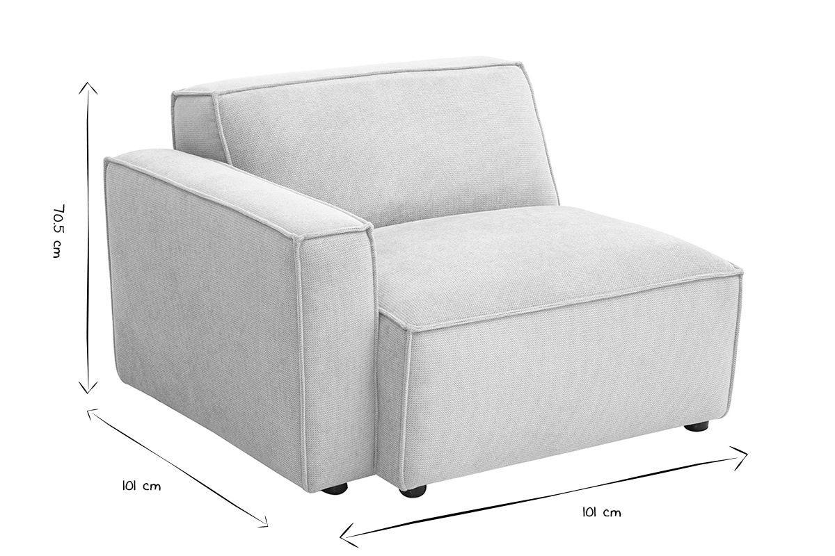 Mdulo de ngulo izquierdo para sof en tejido efecto terciopelo texturado beige SPLIT