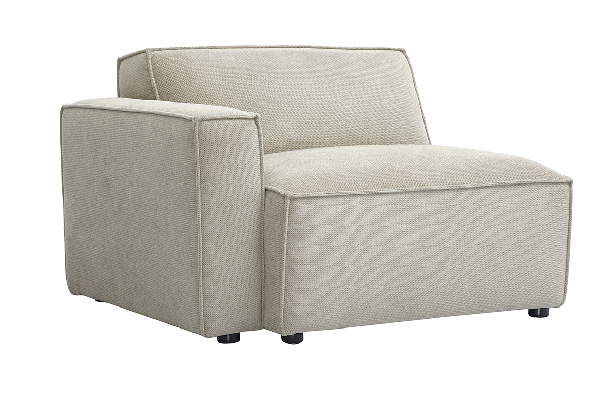 Mdulo de ngulo izquierdo para sof en tejido efecto terciopelo texturado beige SPLIT