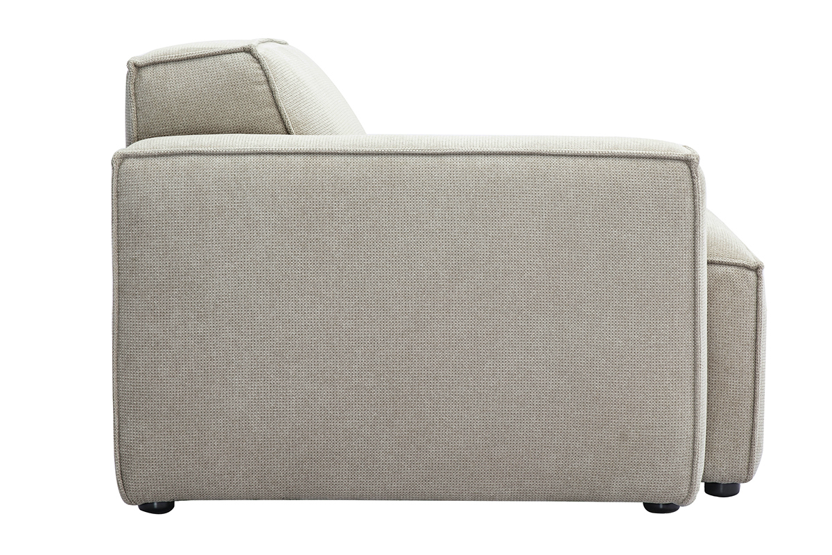 Mdulo de ngulo izquierdo para sof en tejido efecto terciopelo texturado beige SPLIT