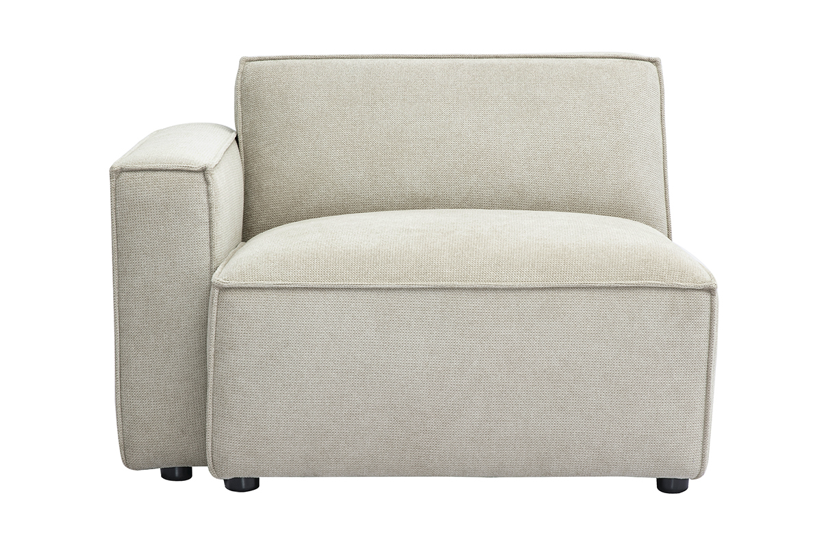 Mdulo de ngulo izquierdo para sof en tejido efecto terciopelo texturado beige SPLIT