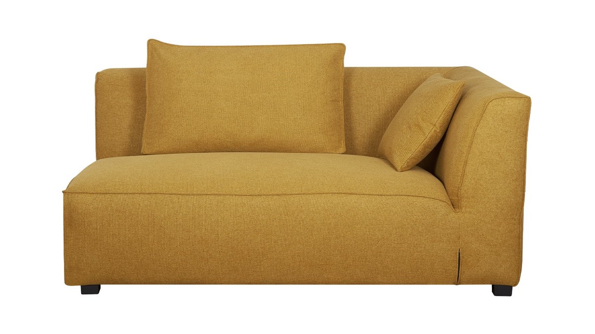Módulo de esquina derecha para sofá de tejido amarillo comino PLURIEL