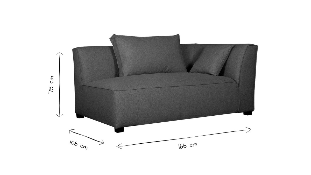 Mdulo de esquina derecha para sof de tejido gris antracita PLURIEL