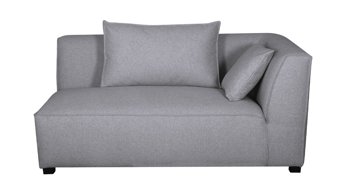 Mdulo de esquina derecha para sof de tejido gris claro PLURIEL