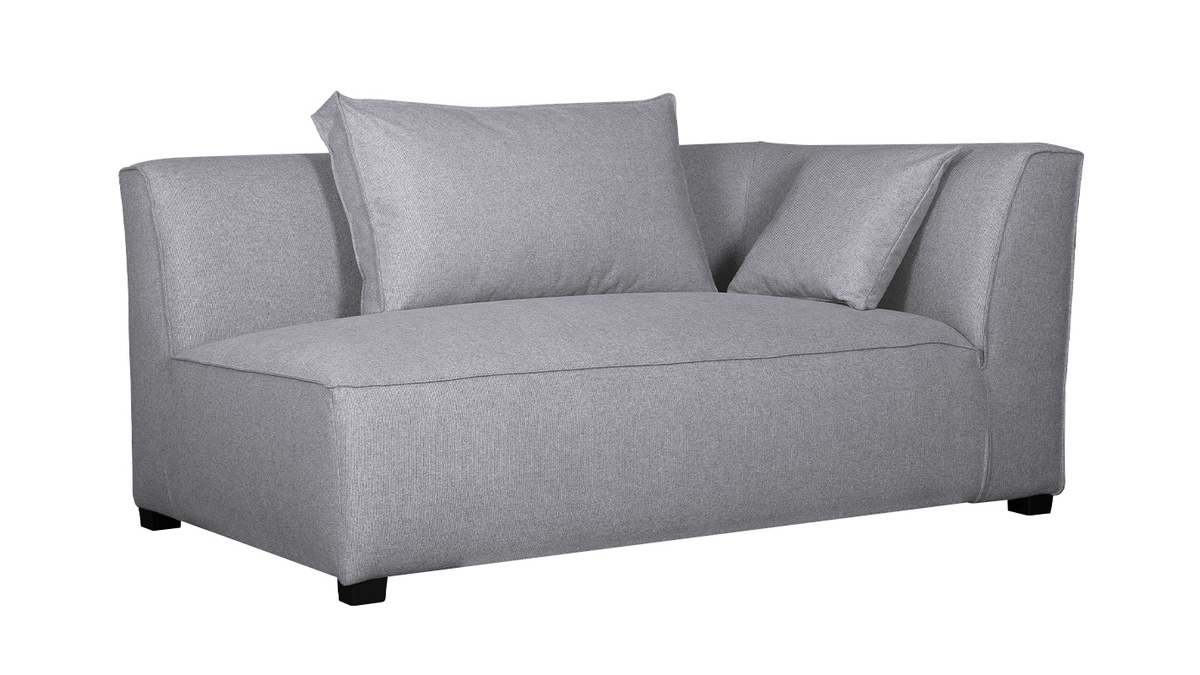 Mdulo de esquina derecha para sof de tejido gris claro PLURIEL