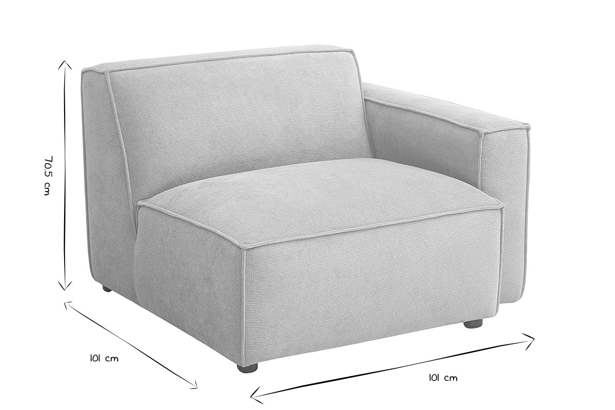 Mdulo de esquina derecha para sof en tela efecto terciopelo texturado beige SPLIT