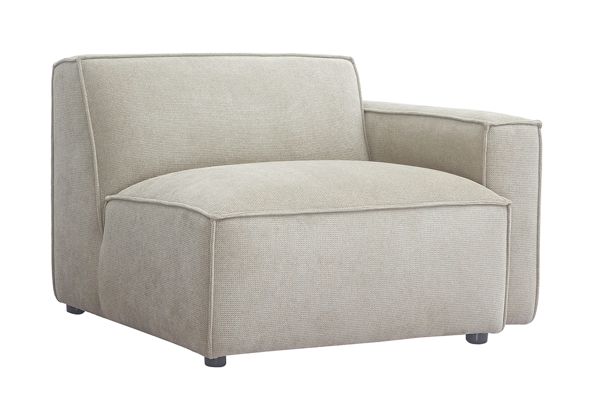 Mdulo de esquina derecha para sof en tela efecto terciopelo texturado beige SPLIT