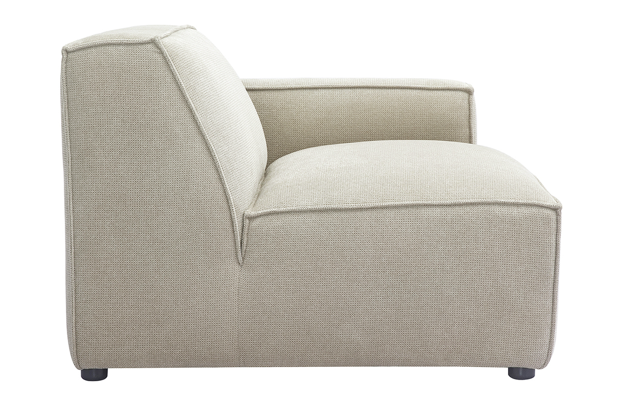 Mdulo de esquina derecha para sof en tela efecto terciopelo texturado beige SPLIT