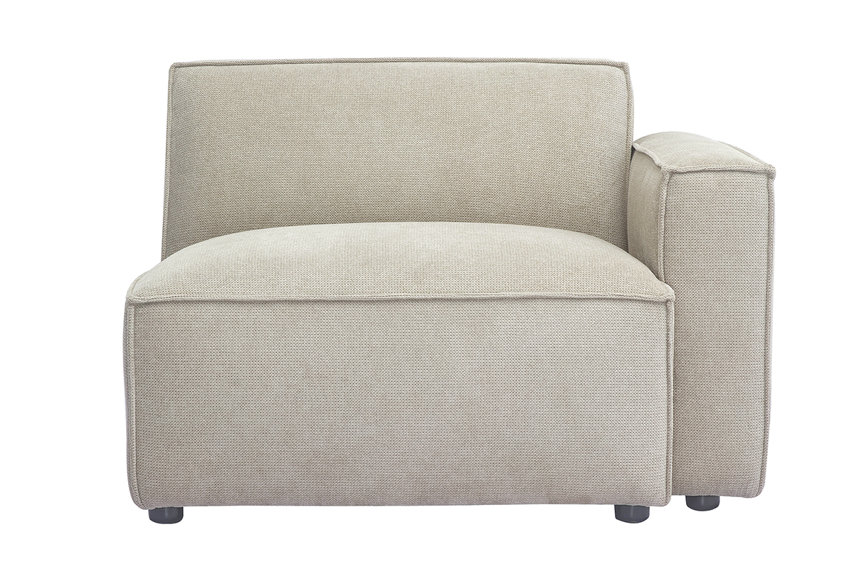 Mdulo de esquina derecha para sof en tela efecto terciopelo texturado beige SPLIT