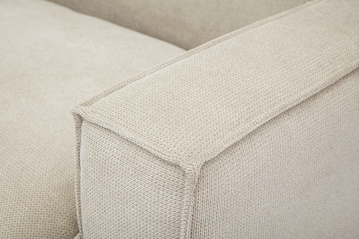 Mdulo de esquina derecha para sof en tela efecto terciopelo texturado beige SPLIT
