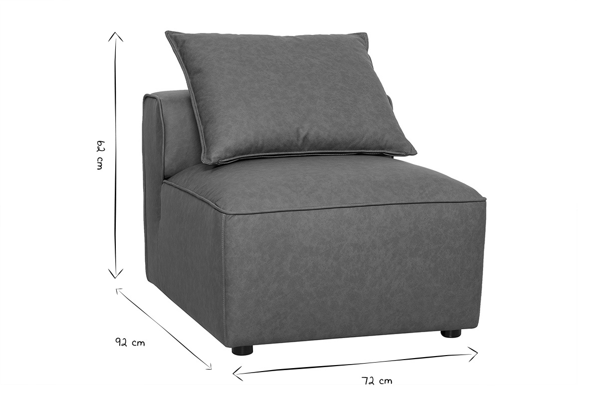 M�dulo derecho para sof� FERGUS con dimensiones en blanco y negro: 62 cm de altura, 92 cm de profundidad, 72 cm de ancho.