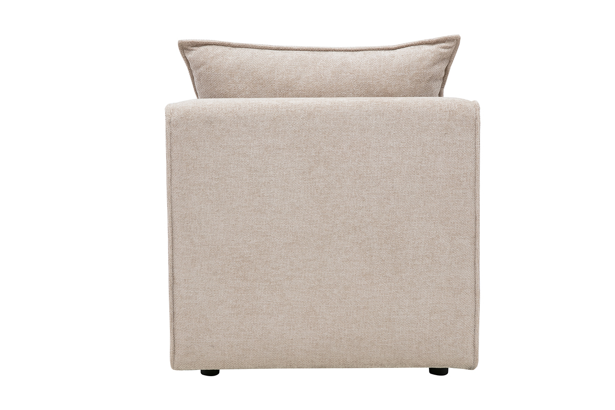 M�dulo derecho en tejido efecto terciopelo texturizado beige KERRY, vista trasera con coj�n