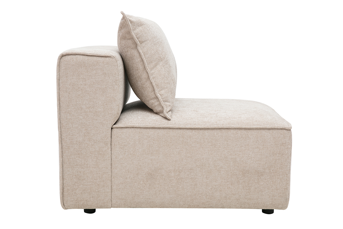 M�dulo derecho KERRY en tejido con efecto terciopelo texturizado beige, vista de perfil, con coj�n