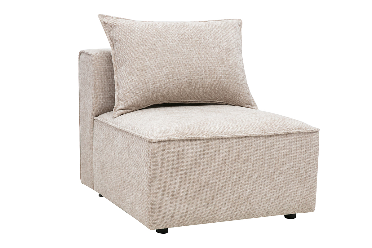 M�dulo derecho KERRY en tejido de terciopelo texturizado beige con coj�n, vista de 3/4