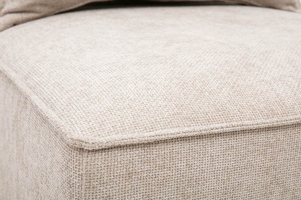 M�dulo derecho KERRY en tejido con efecto terciopelo texturizado beige, vista detallada desde arriba.