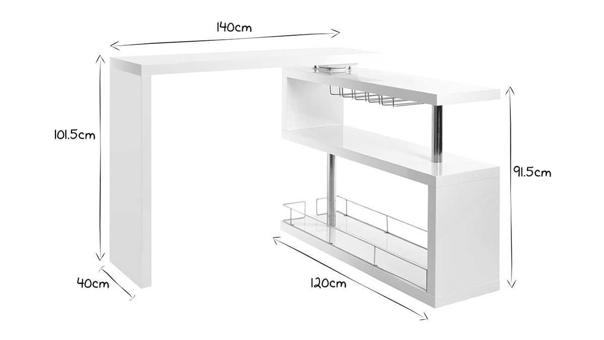 Mueble-bar diseño lacado blanco móvil MAX