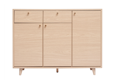 Mueble de almacenaje de entrada con acabado de roble claro y metal dorado 110 cm SILVESTRE