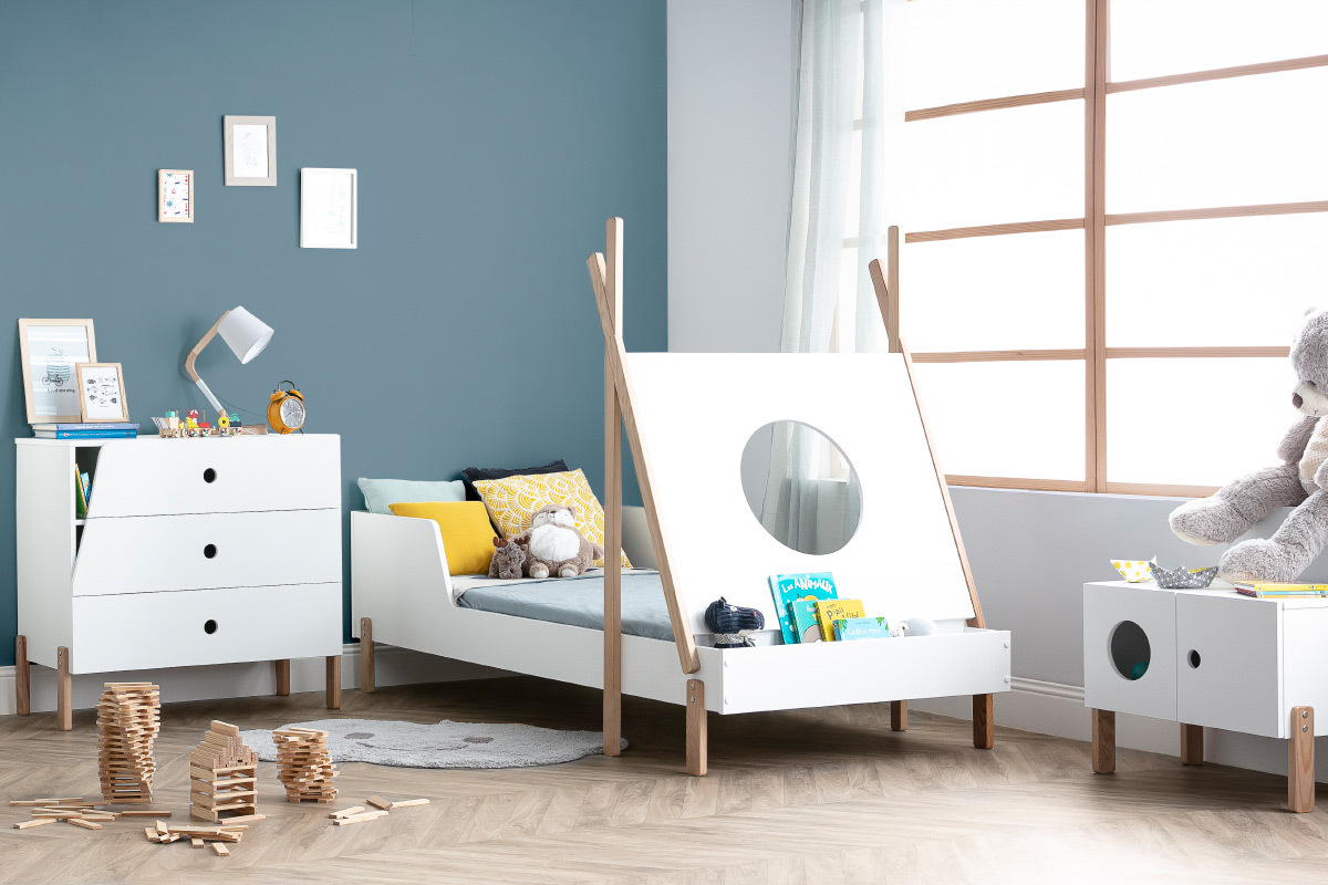 Mueble de almacenaje madera y blanco TIMEHLO
