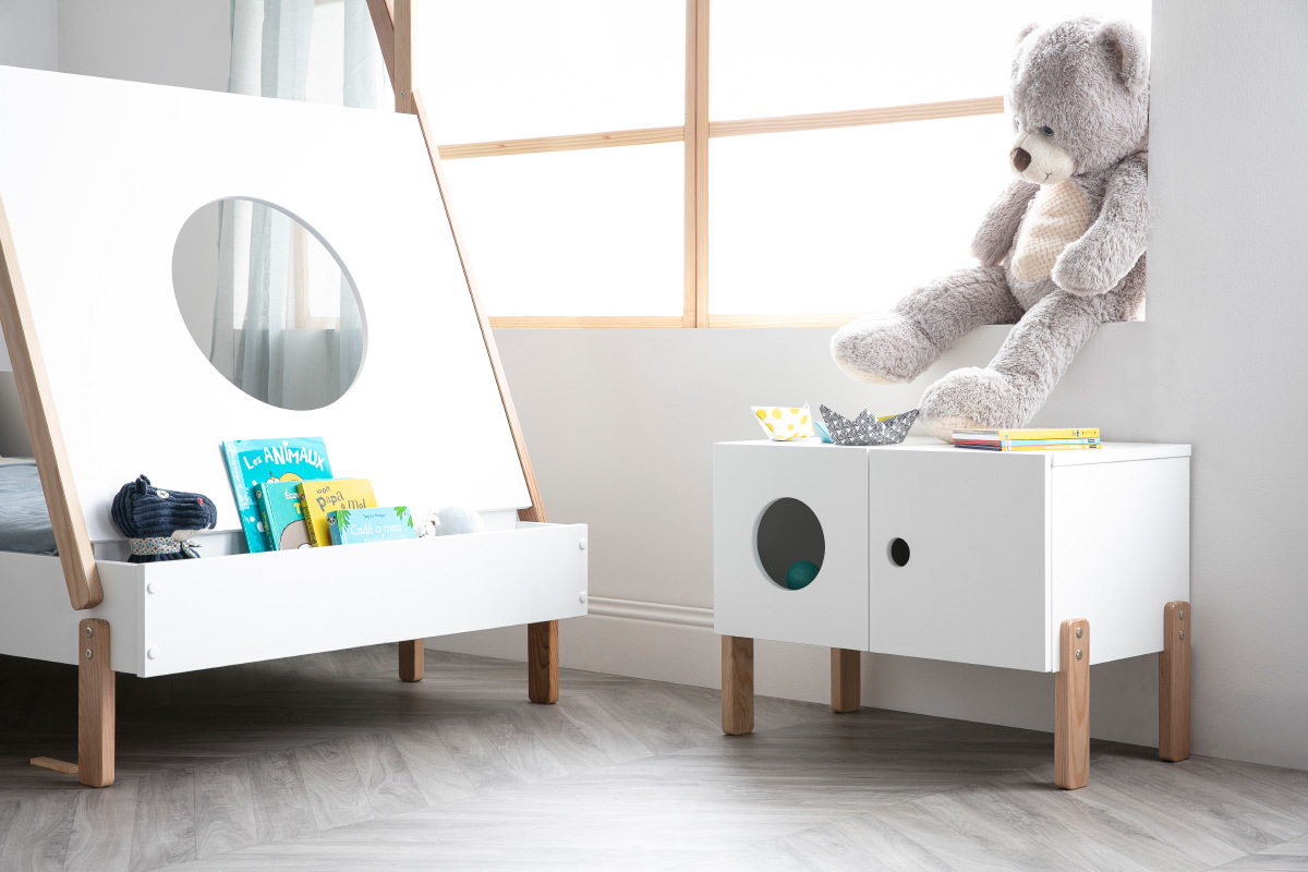 Mueble de almacenaje madera y blanco TIMEHLO