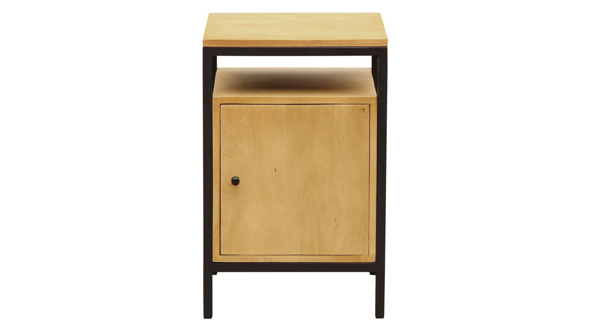 Mueble de almacenaje para escritorio de madera de mango y metal negro OPIUM