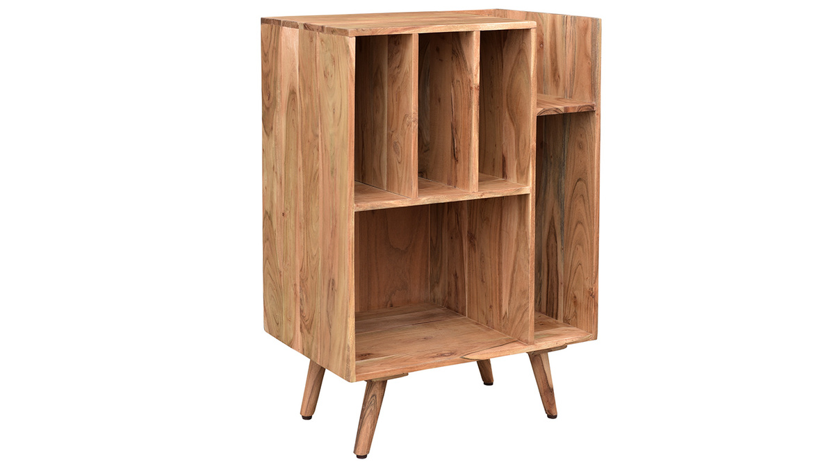 Mueble de almacenaje vinilos en acacia maciza VIRGILE