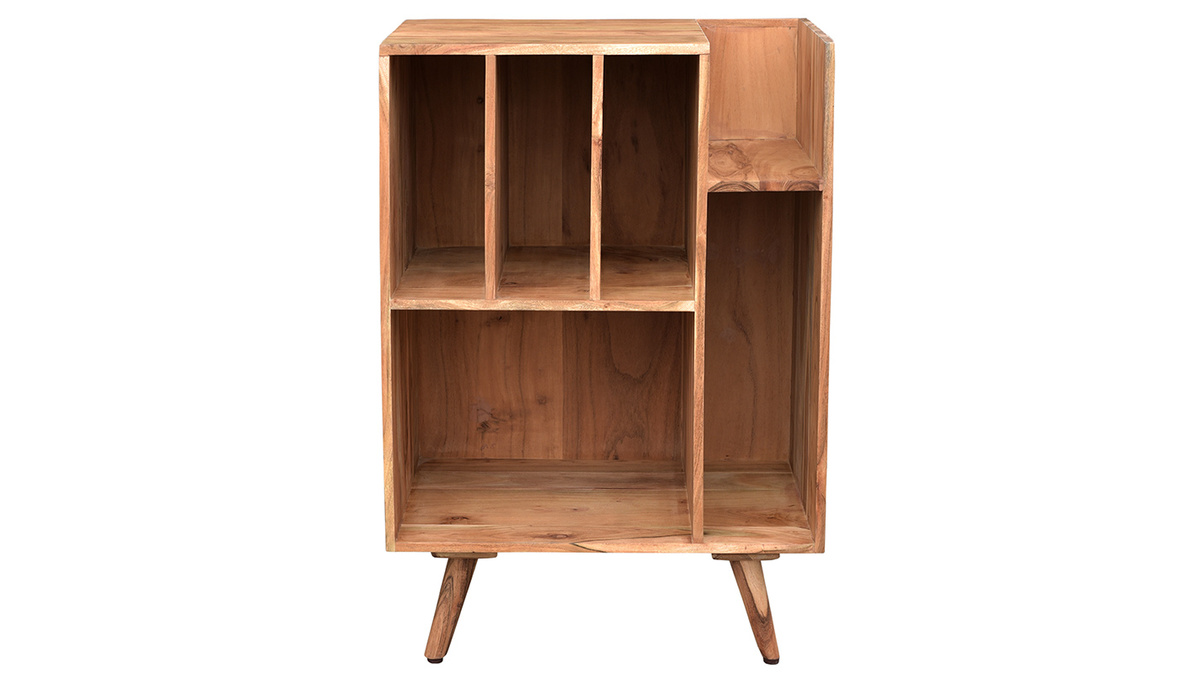 Mueble de almacenaje vinilos en acacia maciza VIRGILE