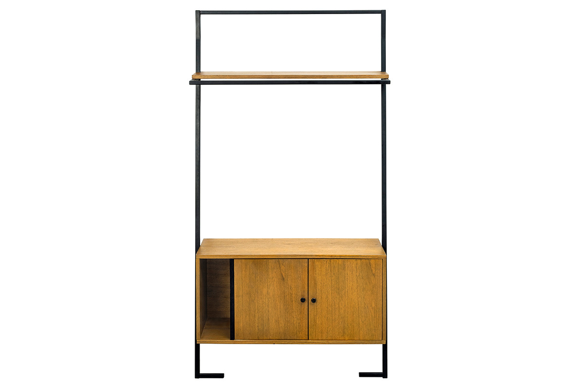 Mueble de almacenaje vintage madera y metal negro SERAH