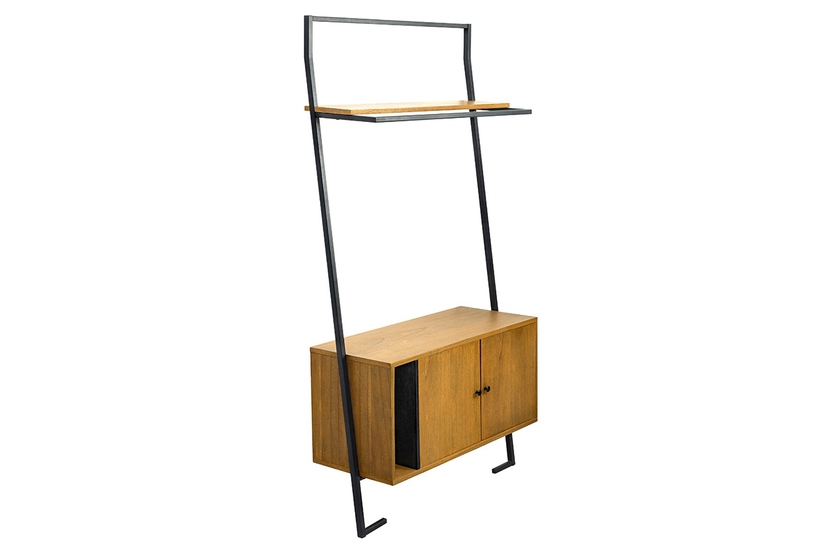 Mueble de almacenaje vintage madera y metal negro SERAH