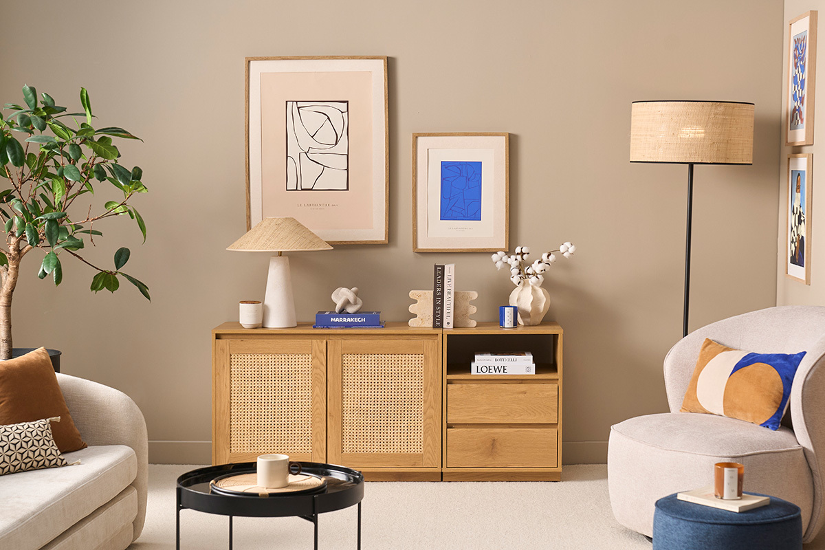 Mueble de almacenamiento con cajones acabado en madera clara de roble L50 cm SEVILLE