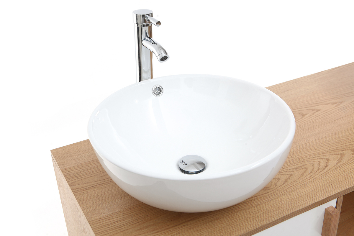 Mueble de bao: 2 lavabos y 2 puertas roble claro y blanco TOTEM