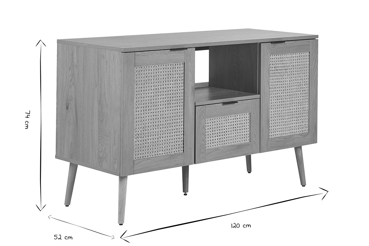 Dimensiones del mueble de ba�o MANILLE en negro y blanco, 120 cm de ancho, 74 cm de alto, 52 cm de profundidad.