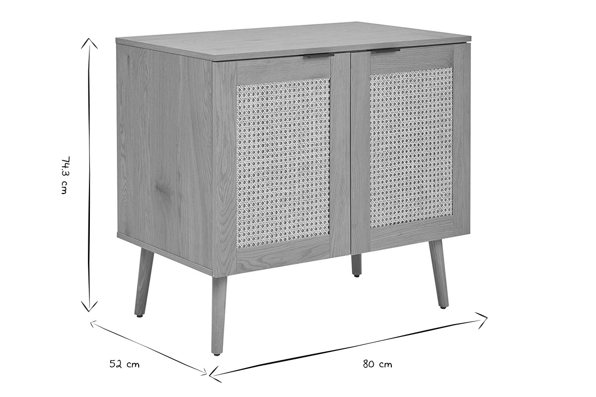 Dimensiones del mueble de ba�o MANILLE en blanco y negro: 80 cm de ancho, 52 cm de profundidad, 74,3 cm de alto.