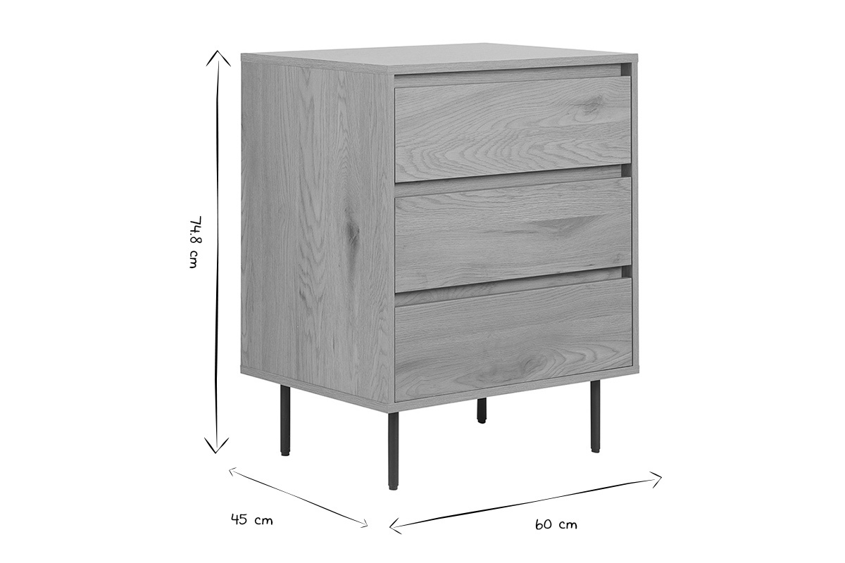 Dimensiones del mueble de ba�o ARAGON en negro y blanco, An60 x Pr45 x Al74,8 cm