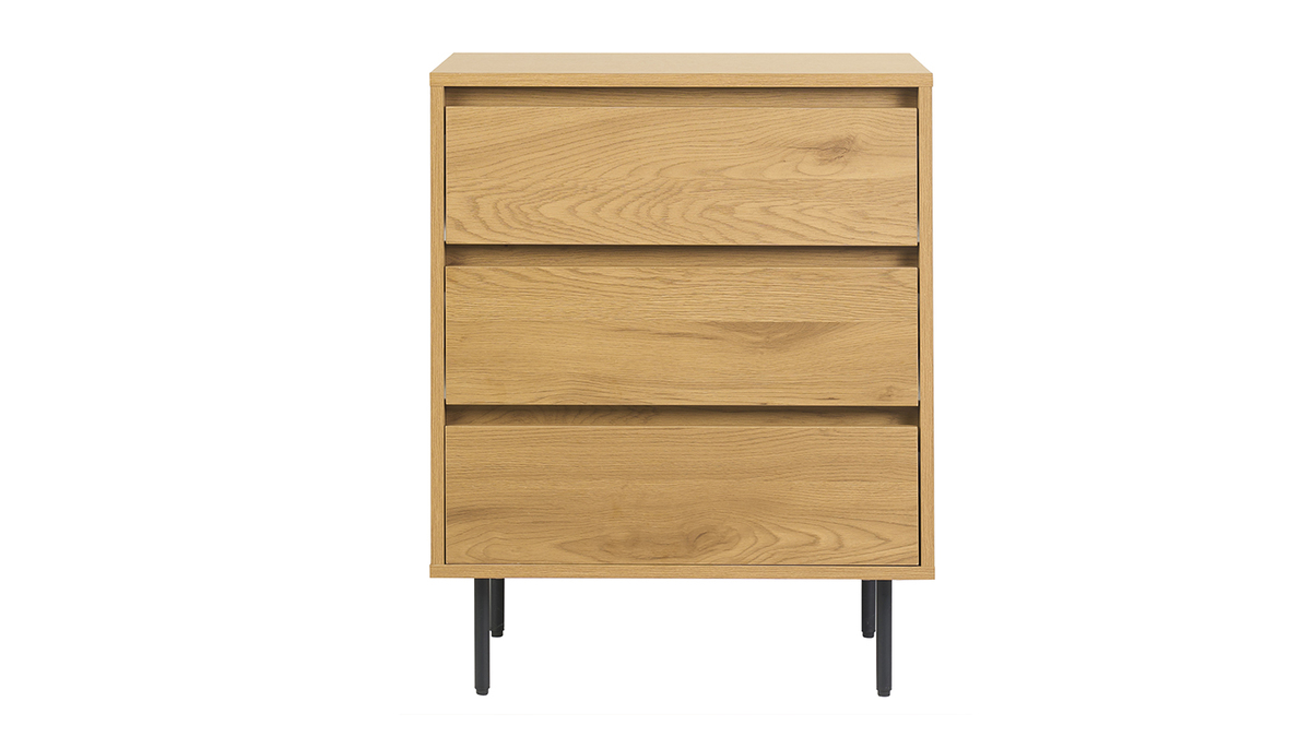 Mueble de ba�o acabado madera clara roble y metal negro L60 cm ARAGON