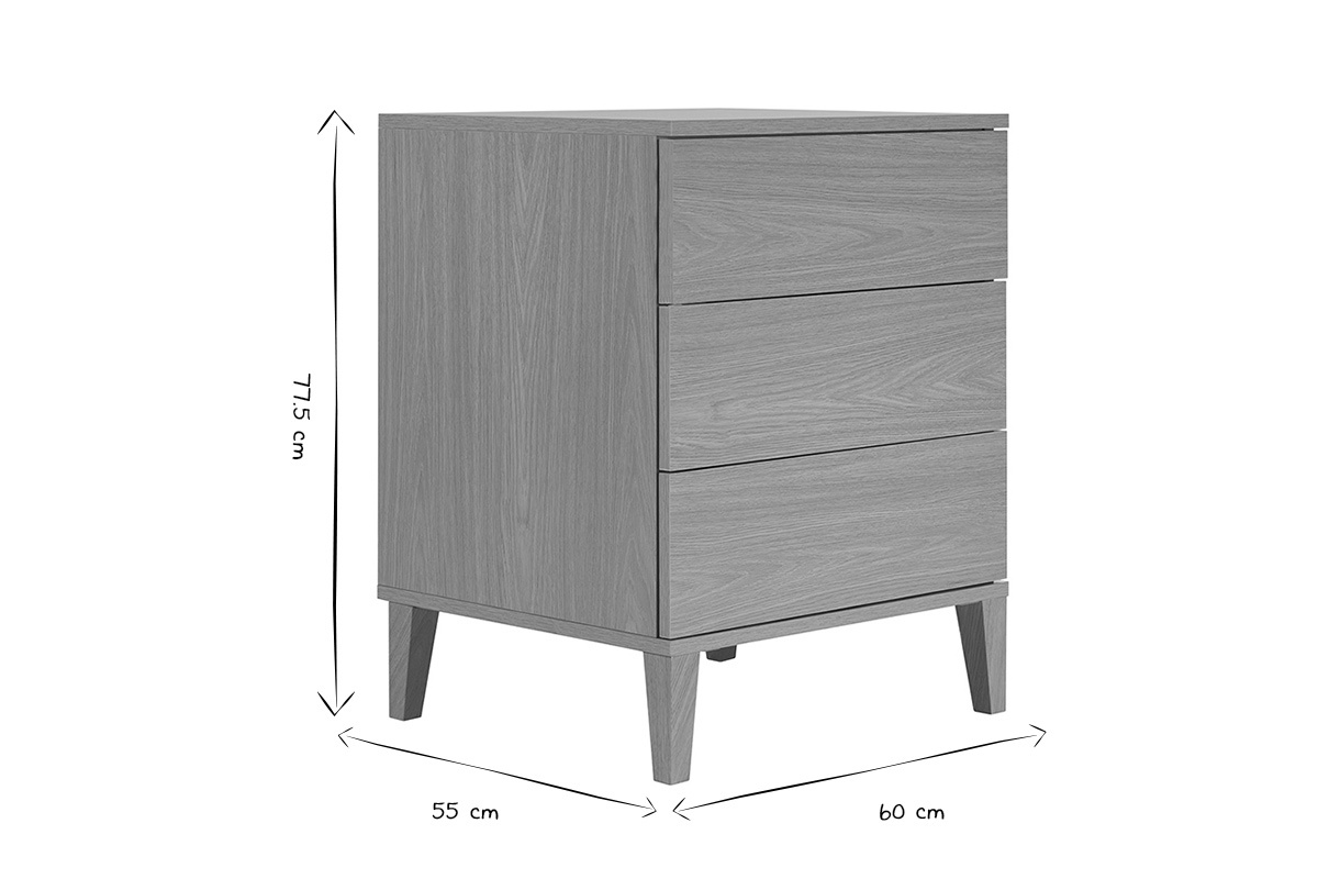 Dimensiones del mueble de ba�o FREDDY en negro y blanco, 77,5 cm de altura, 60 cm de ancho, 55 cm de profundidad.