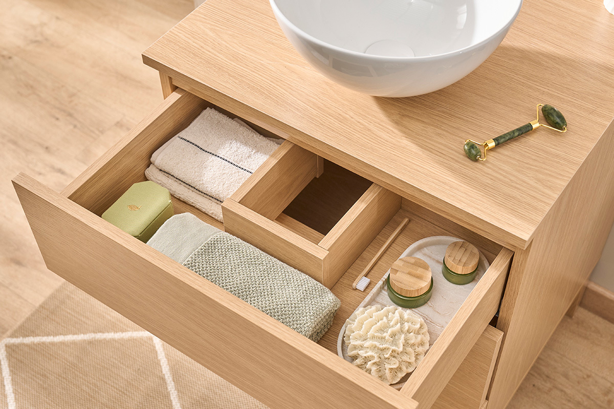 Mueble de ba�o acabado madera roble L60 cm FREDDY